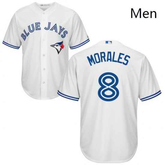 Mens Majestic Toronto Blue Jays 8 Kendrys Morales Replica White Home MLB Jersey